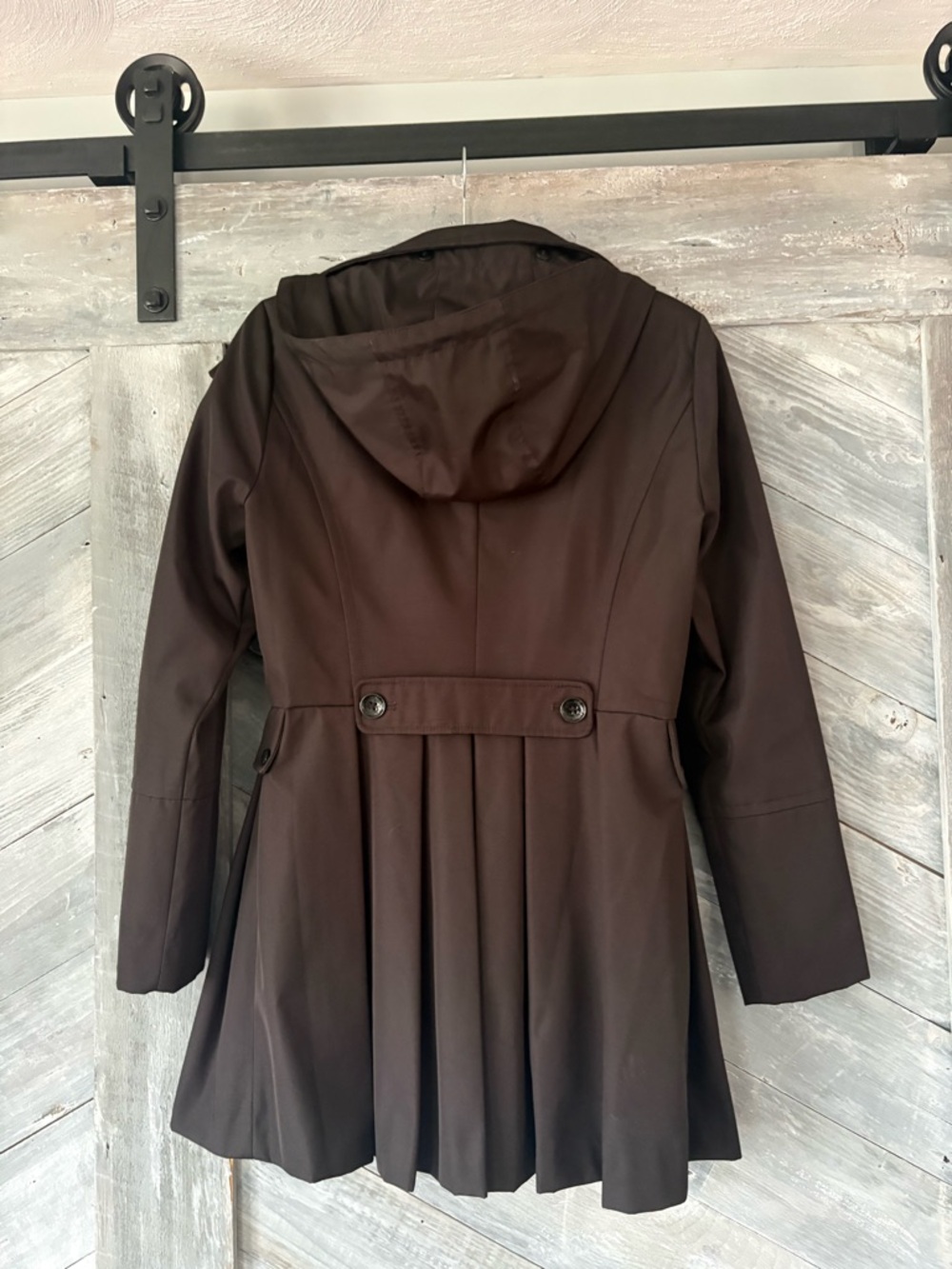Calvin Klein Double-Breasted Skirted Raincoat - Picture 3 of 9